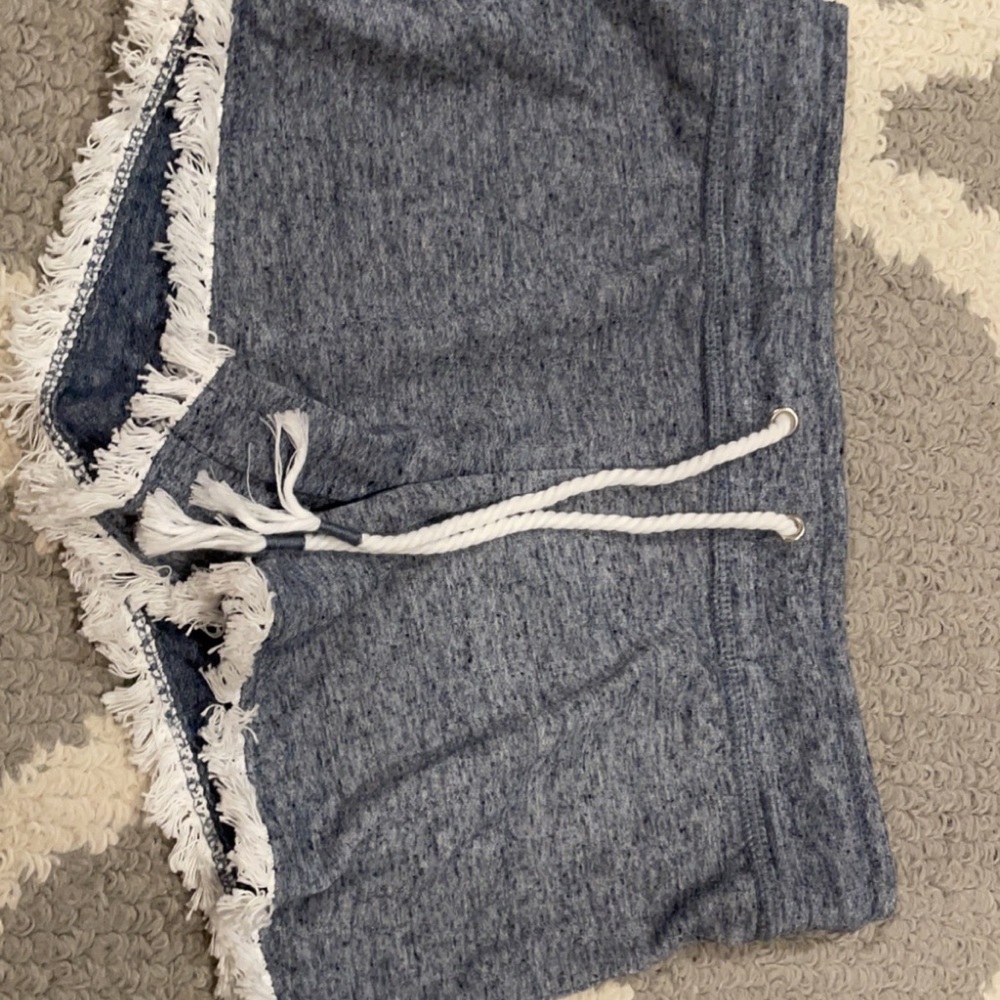 blue comfy fringe shorts